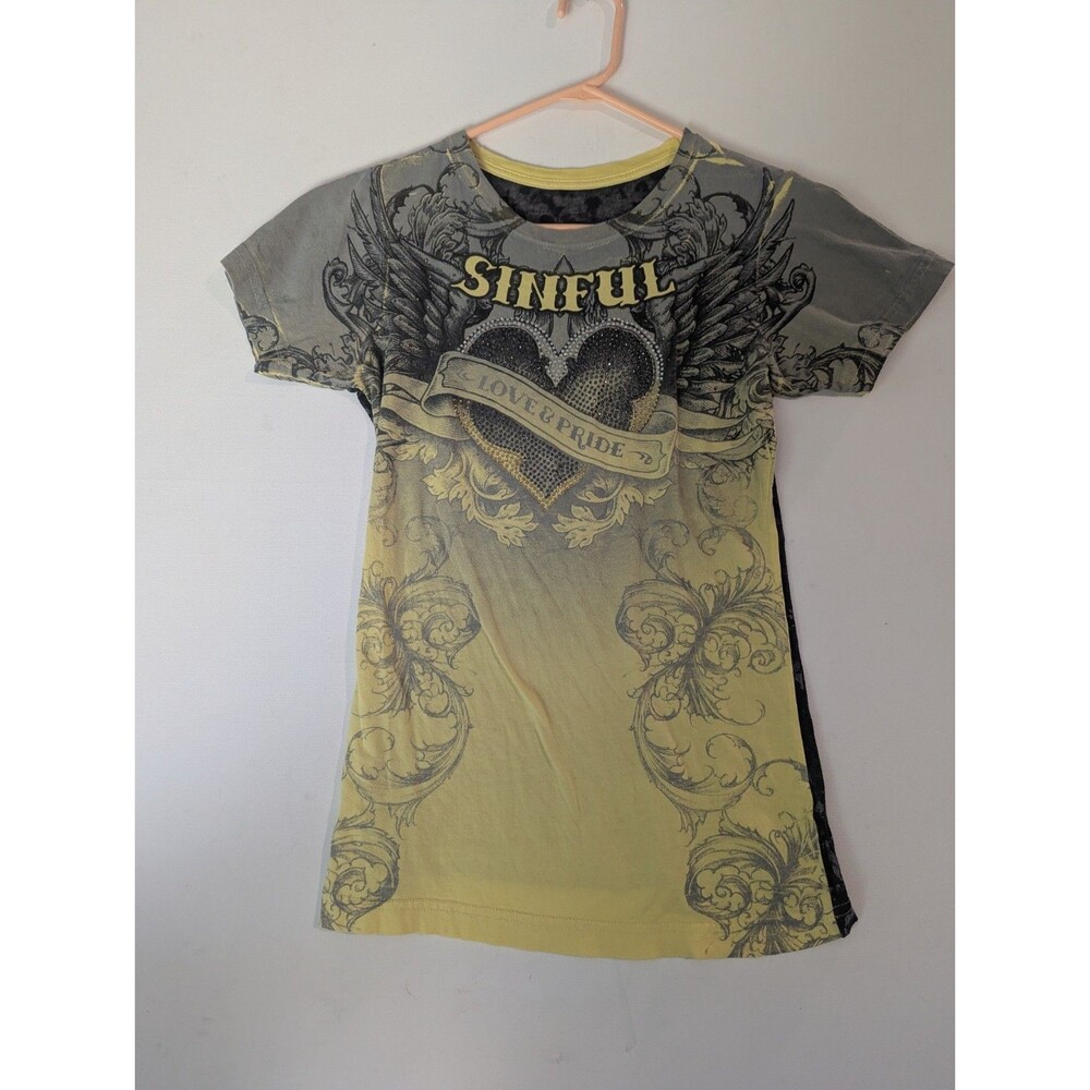 Womens Sinful By Affliction All Over Print Size Medium Grunge Bikercore